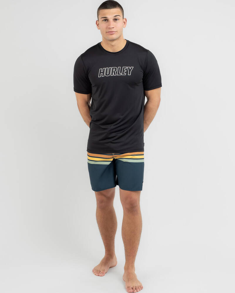 Hurley Fast Lane Outline Short Sleeve Rash Vest for Mens