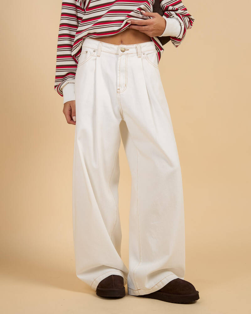 DESU Demi Pleated  Wide Leg Jeans for Womens