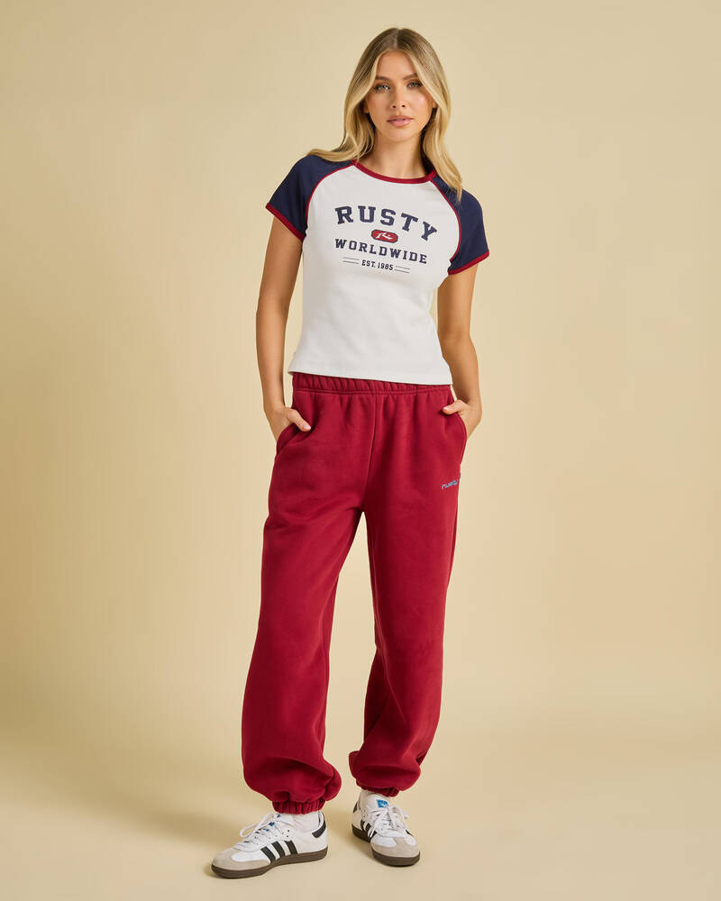 Rusty Mr. Worldwide Raglan Ribbed Skimmer T-Shirt for Womens