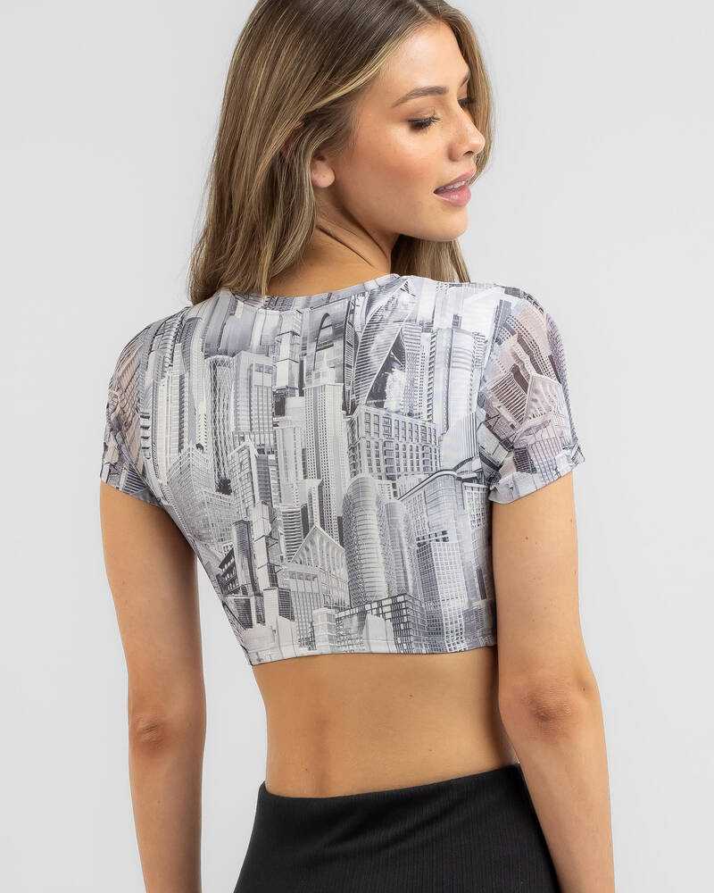 Ava And Ever Newcastle Mesh Ultra Crop Baby Tee for Womens