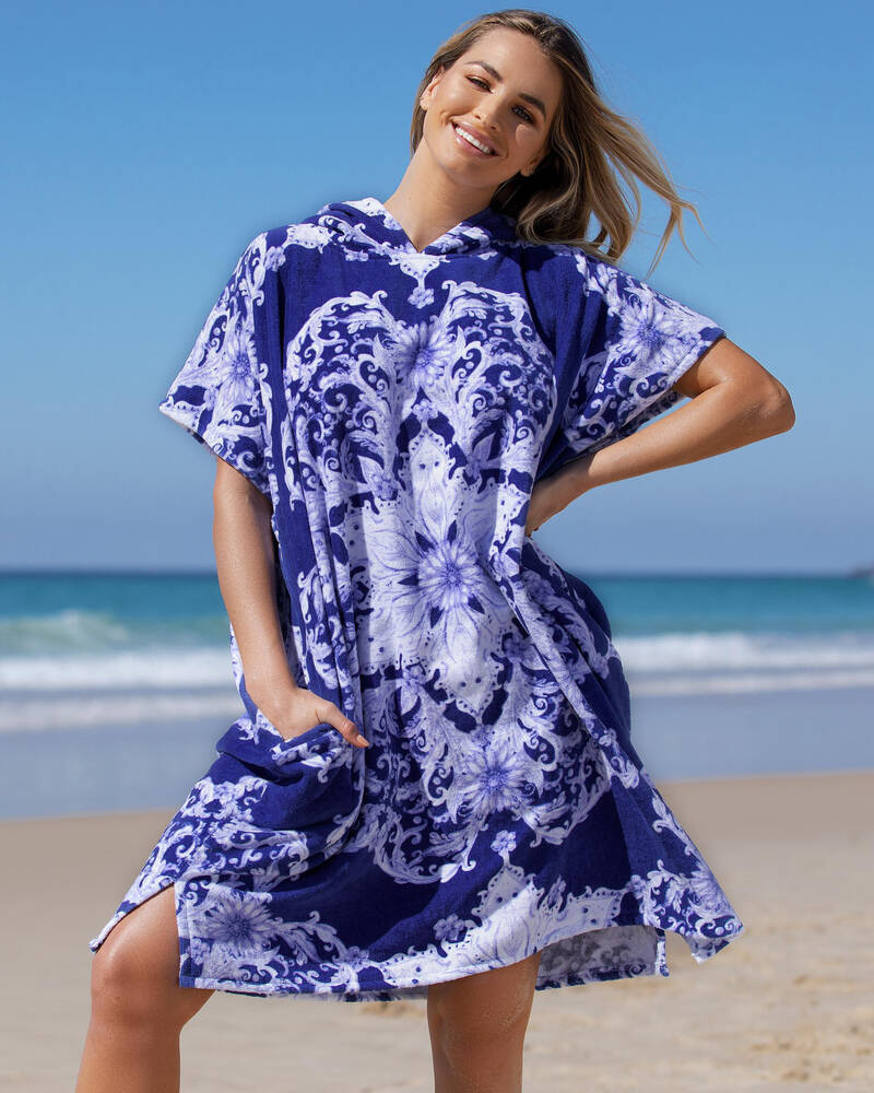 Topanga Azure Hooded Towel for Womens
