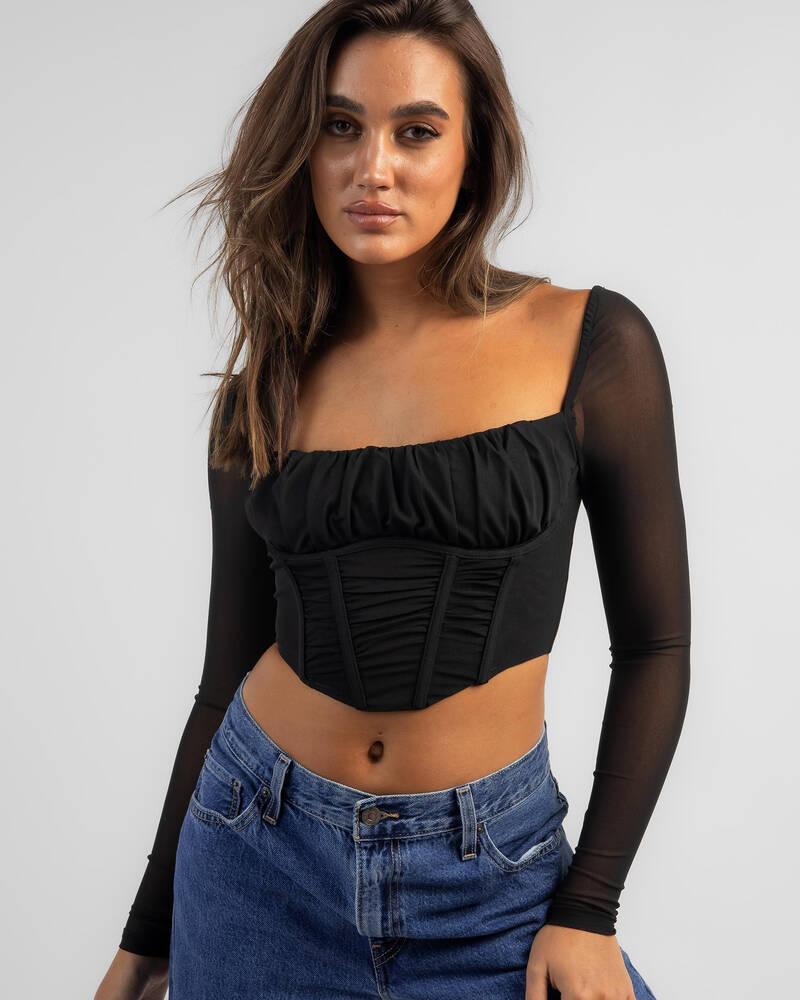 Ava And Ever Be Sweet Long Sleeve Corset Top for Womens