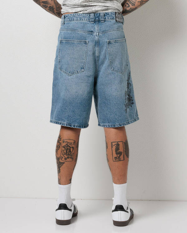 Redemption Salvation Denim Walk Shorts for Mens