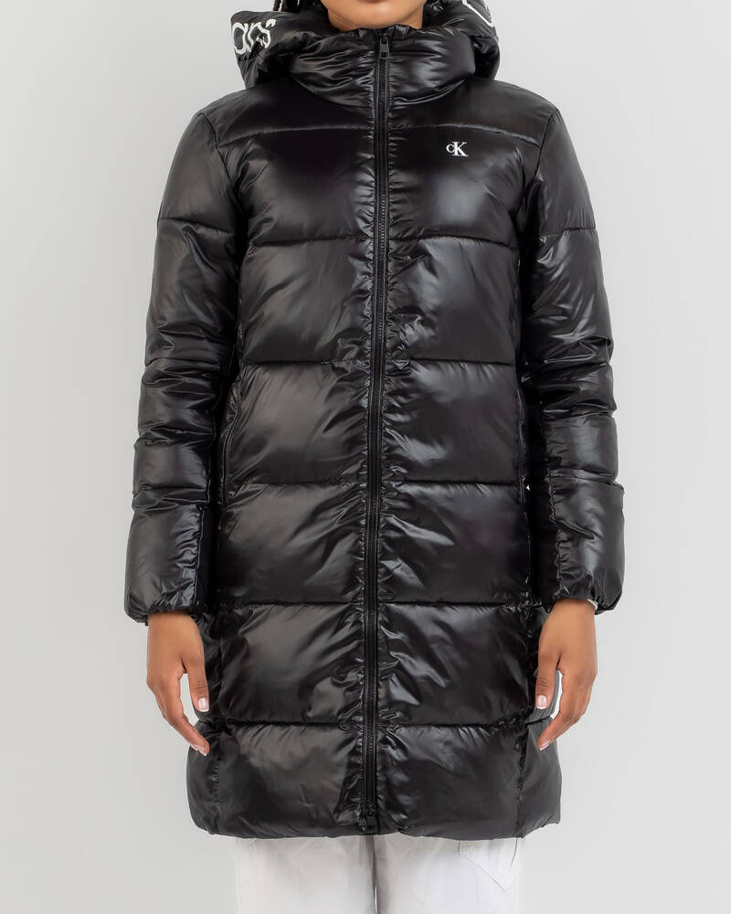Calvin Klein Shiny Hooded Puffer Jacket for Womens