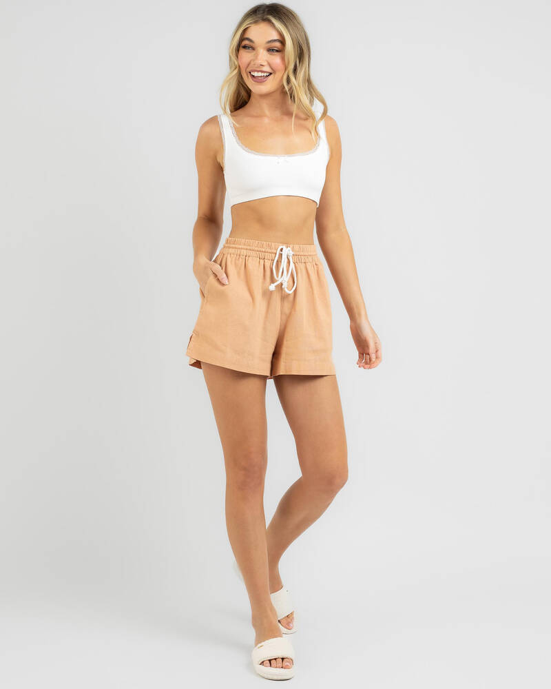 Shop Roxy Lekeitio Beach Shorts In Toast Fast Shipping & Easy Returns