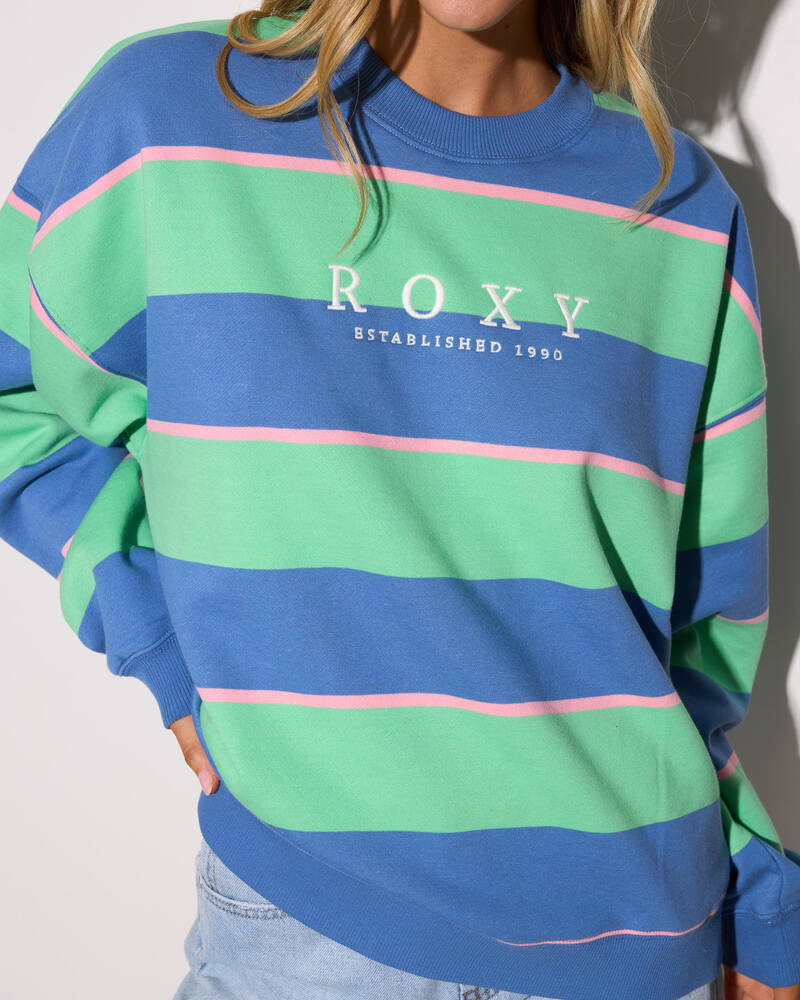 Roxy Strictly Stripes Oversized Crewneck Sweatshirt for Womens