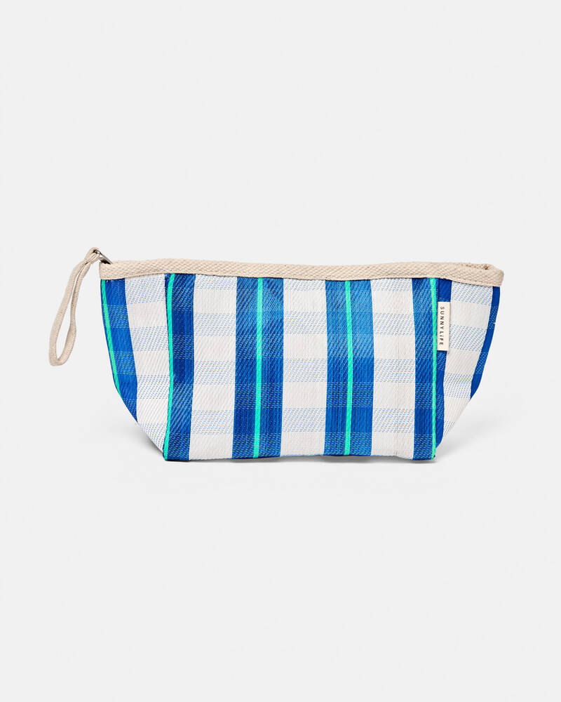 Sunnylife Blue Neon Recycled Nylon Beach Pouch for Unisex
