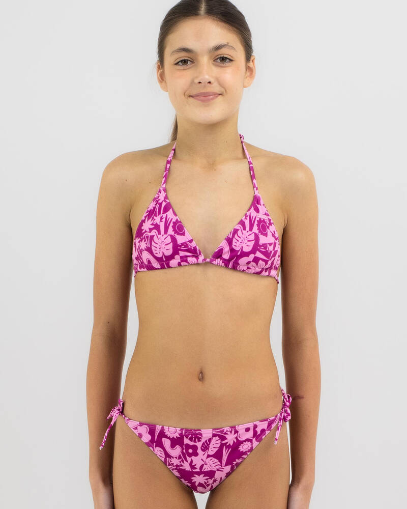 Roxy Girls' Slice Of Paradise Tiki Triangle Bikini Set for Womens