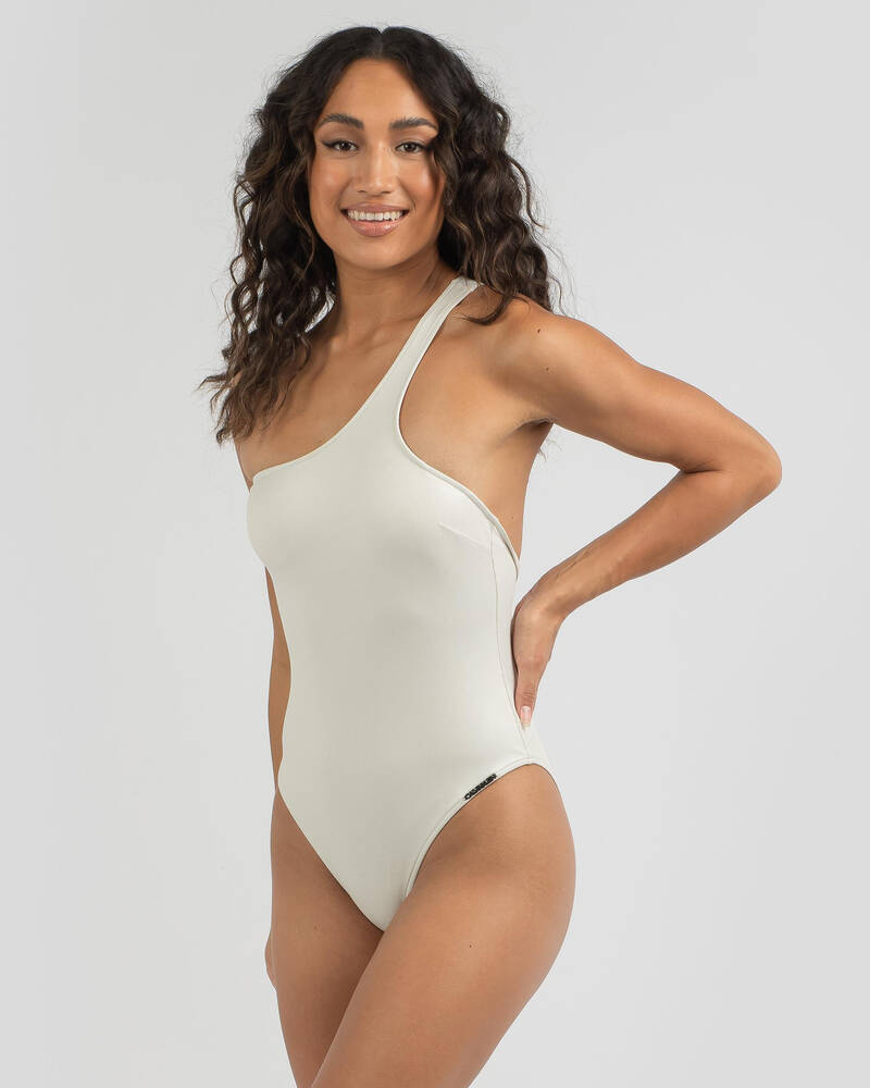 Calvin Klein Core Essentials One Shoulder One Piece Swimsuit for Womens