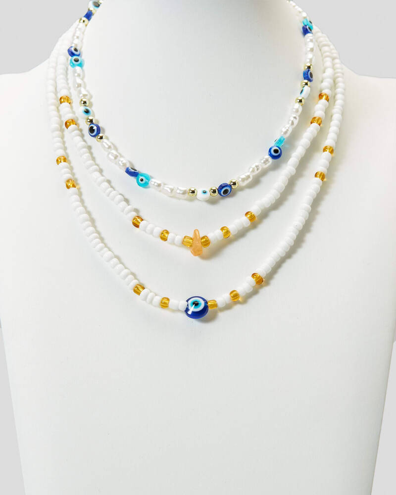 Karyn In LA Pearl Evil Eye Necklace Pack for Womens