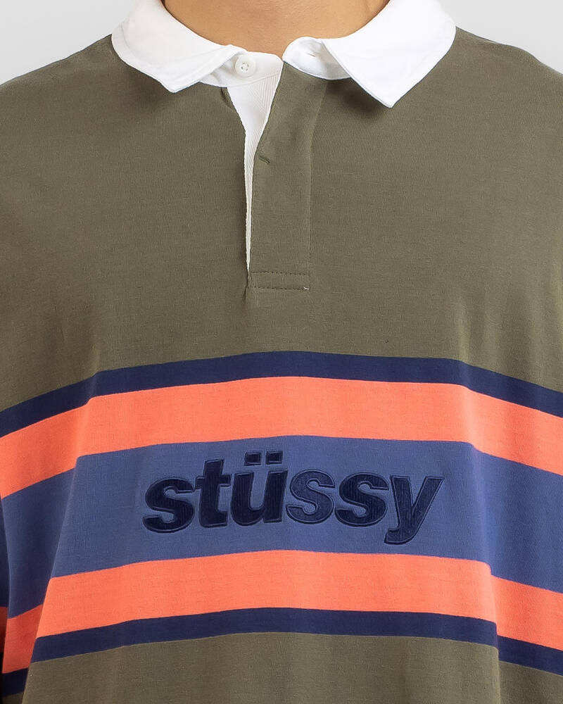 Stussy Italic Stripe Rugby Long Sleeve Shirt for Mens