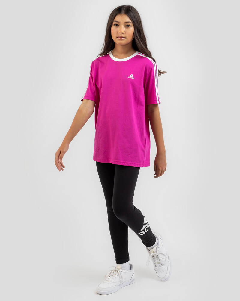 adidas Girls' Essential 3 Stripe BF T-Shirt for