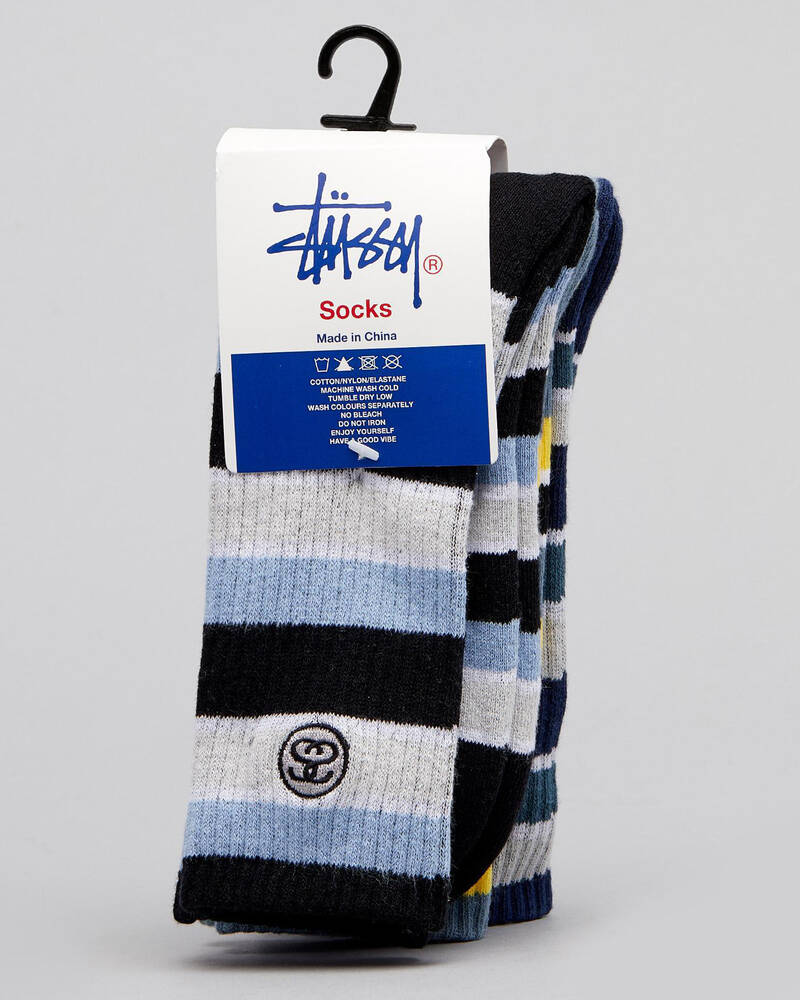 Stussy Lennox Strip Sock 3pk for Mens