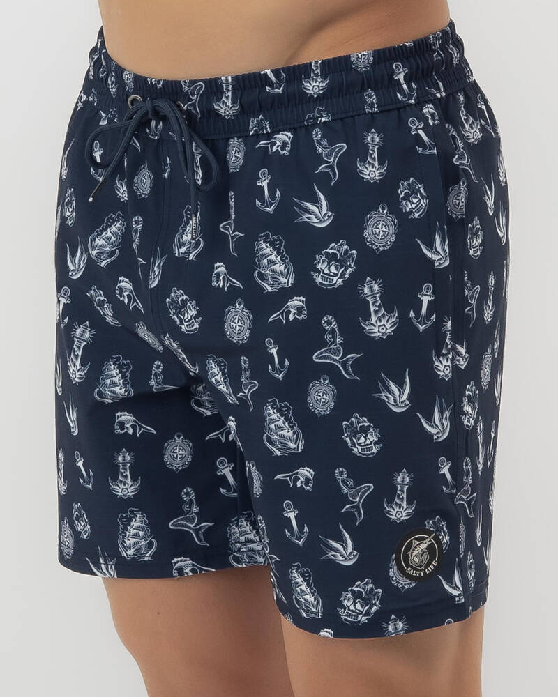 Salty Life Nautical Elastic Waist Shorts for Mens