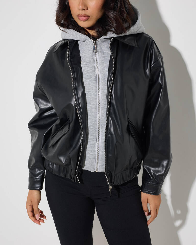 Ava And Ever Bronx Faux Leather Bomber Jacket for Womens