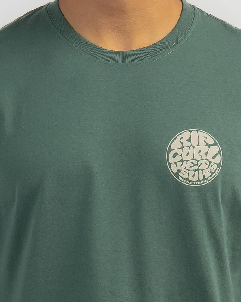 Shop Rip Curl Wetsuit Icon T-Shirt In Washed Green - Fast Shipping ...