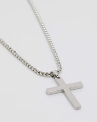 REPUBLIK Silver Cross Chain Necklace for Mens image number null