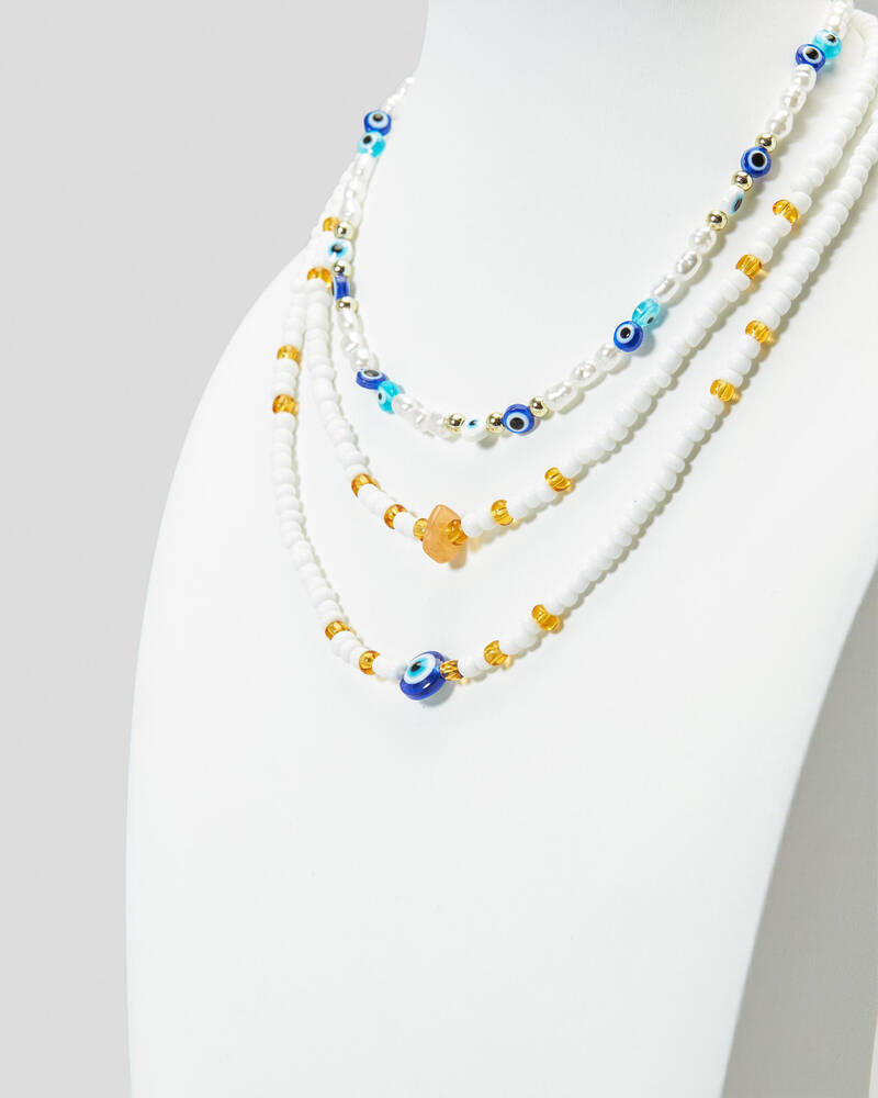 Karyn In LA Pearl Evil Eye Necklace Pack for Womens