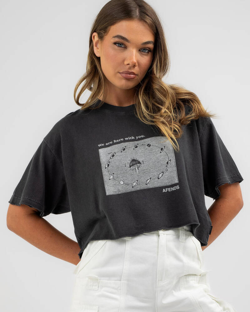 Afends Connection Cropped Hemp Oversized T-Shirt for Womens