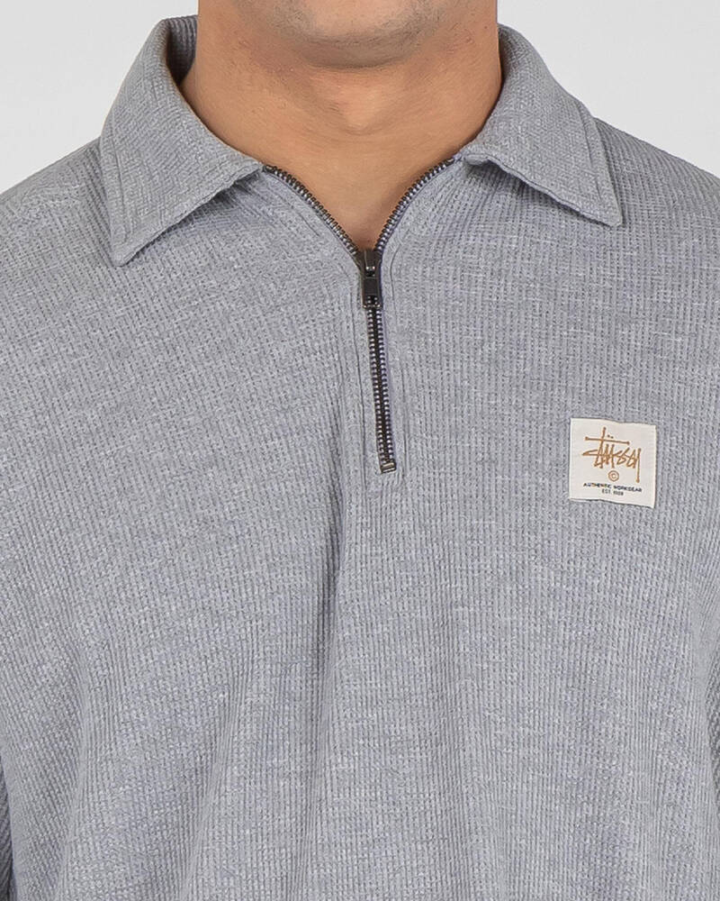 Stussy Workwear Waffle 1/4 Zip Polo Shirt for Mens