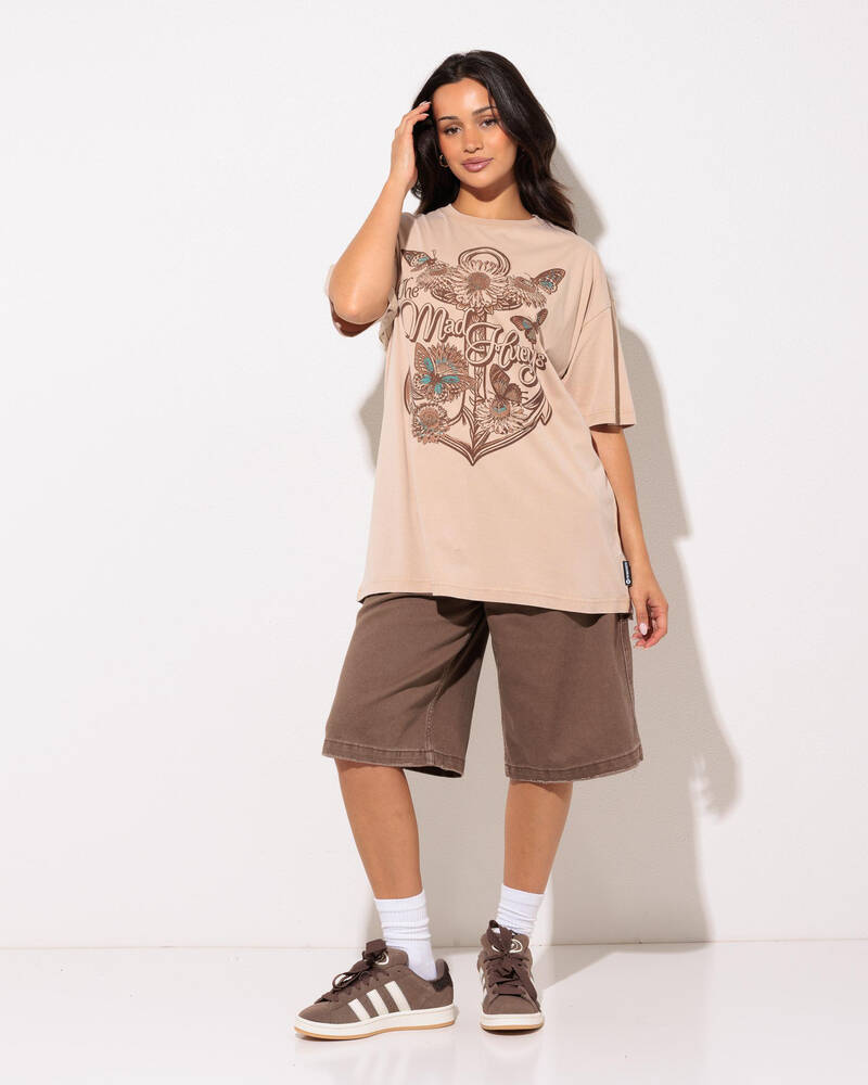 The Mad Hueys Butterfly Anchor Oversized T-Shirt for Womens