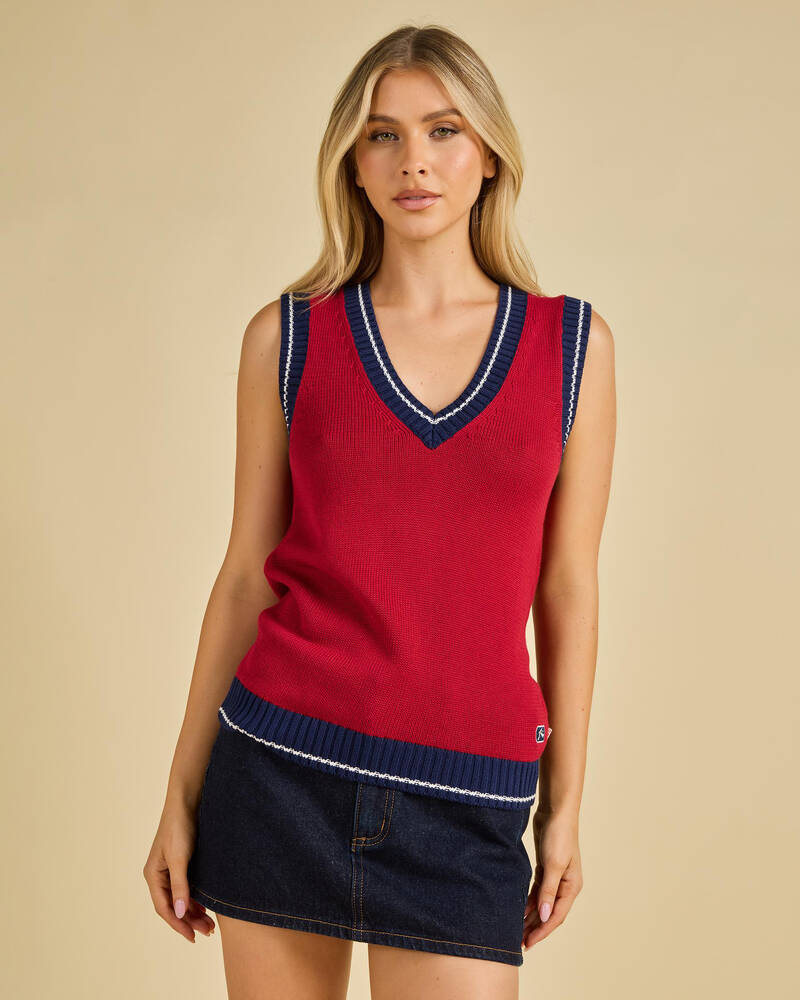 Rusty Cherry Pop Skimmer Knit Vest for Womens