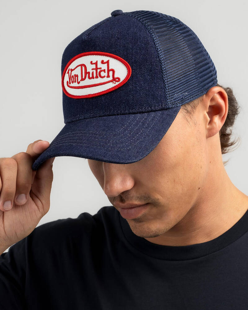 Von Dutch Dark Demin With White Logo Trucker Cap for Mens