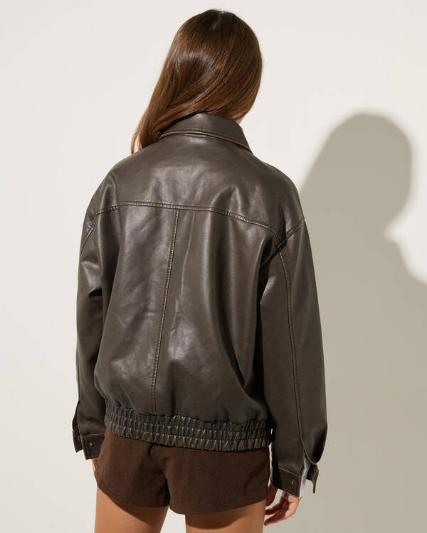 Ava And Ever Maverick Faux Leather Bomber Jacket for Womens