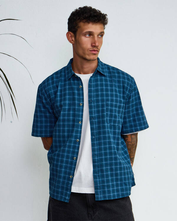 Lucid Gridline Short Sleeve Shirt for Mens