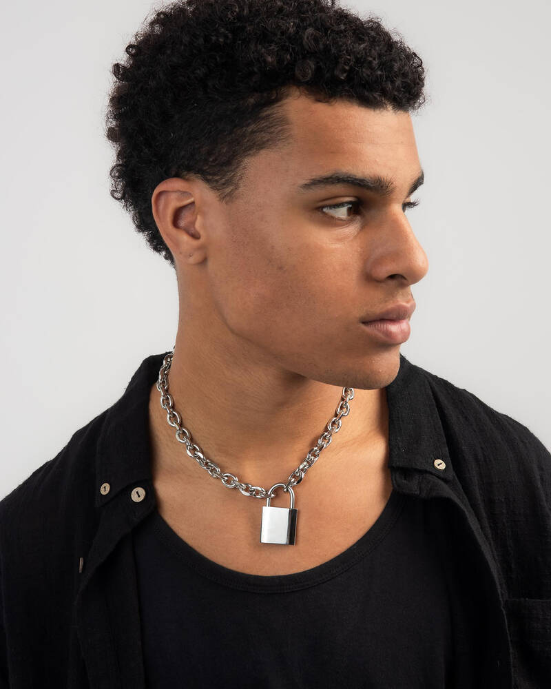 Statement Collective Lock & Chain Necklace for Mens