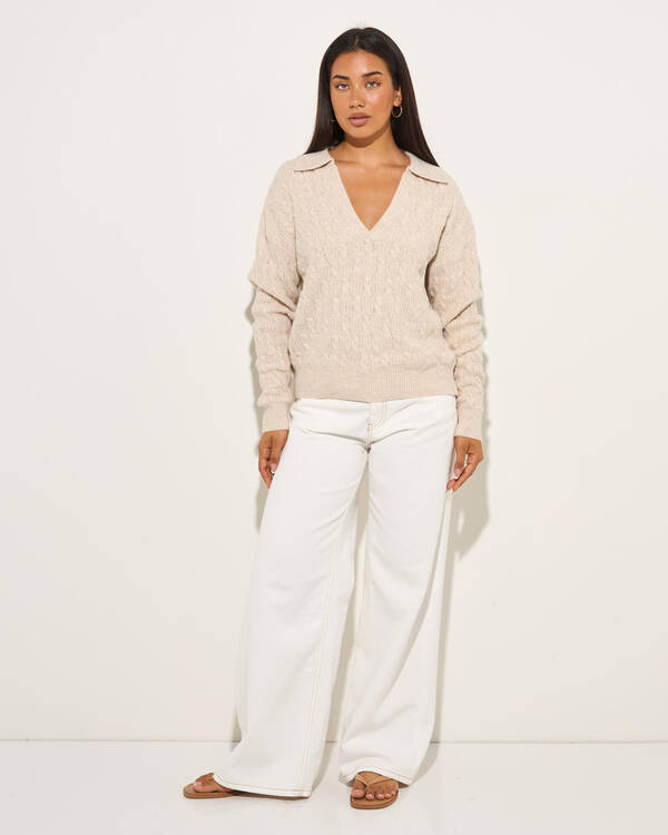 Rhythm Lexie V-Neck Collared Jumper for Womens