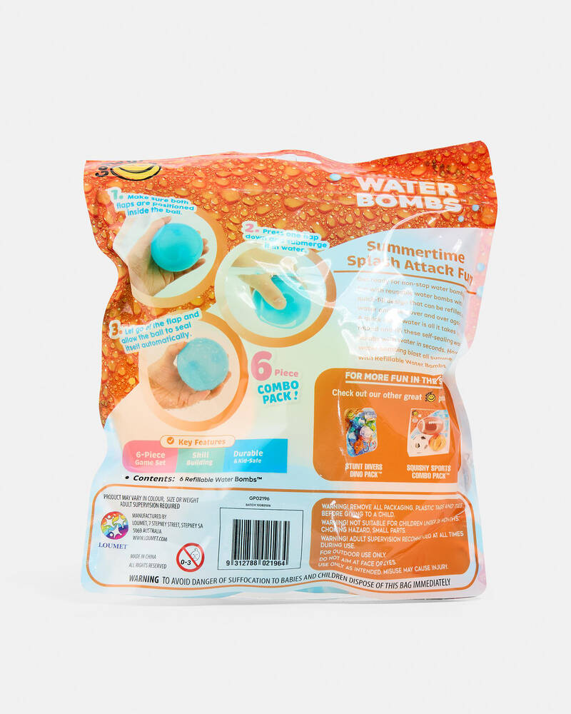 Go Play! Refillable Water Bombs 6 Pack for Unisex