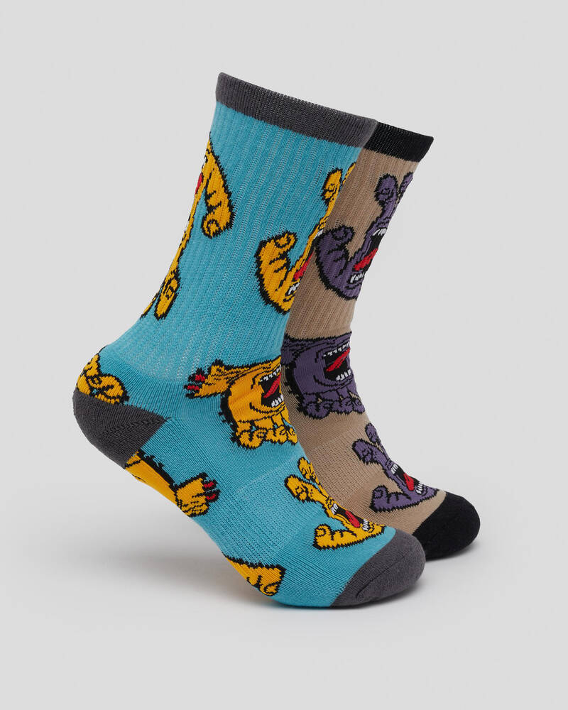 Santa Cruz Boys' Crowded Hand Crew Socks 2 Pack for Mens