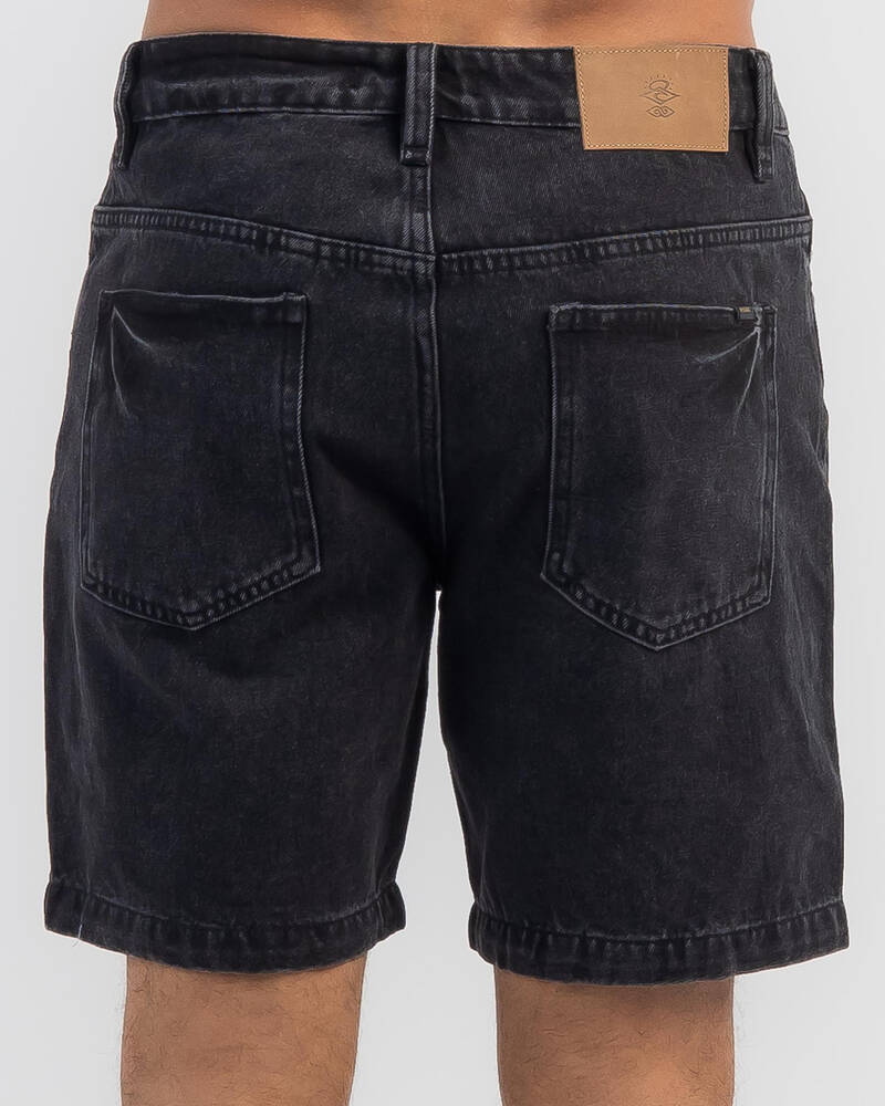 Rip Curl Washed Black Denim Walk Shorts for Mens