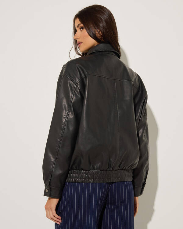 Ava And Ever Maverick Faux Leather Bomber Jacket for Womens