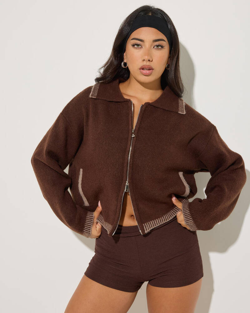 Ava And Ever Neon Zip Knit Jumper for Womens