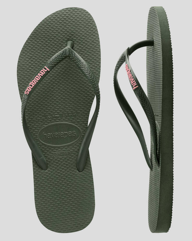 Havaianas Slim Rubber Logo Thongs for Womens