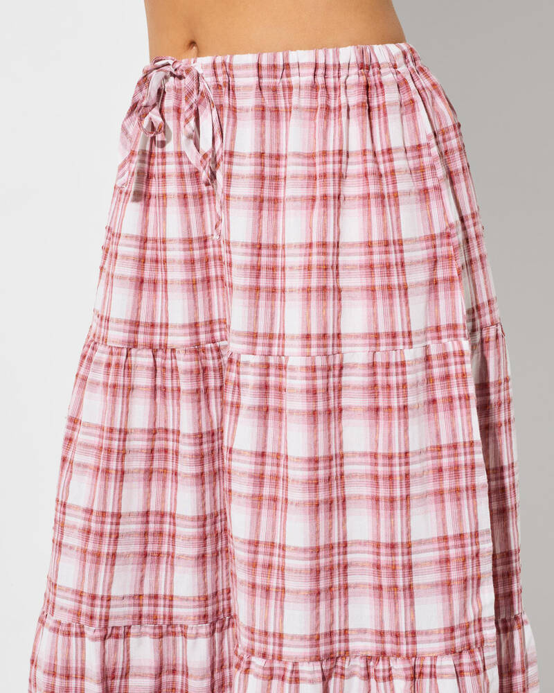 Rhythm Chelsea Check Tiered Maxi Skirt for Womens