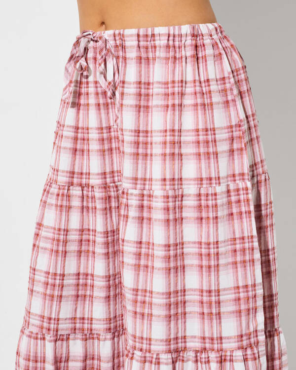 Rhythm Chelsea Check Tiered Maxi Skirt for Womens