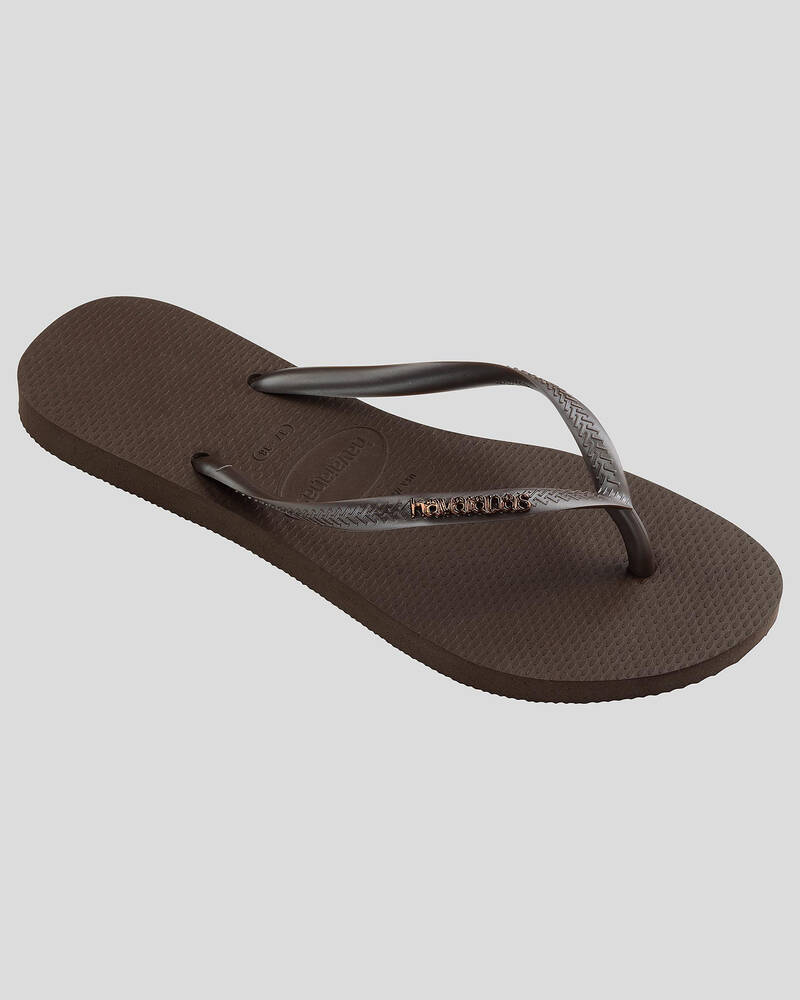 Havaianas Slim Metal Logo Thongs for Womens