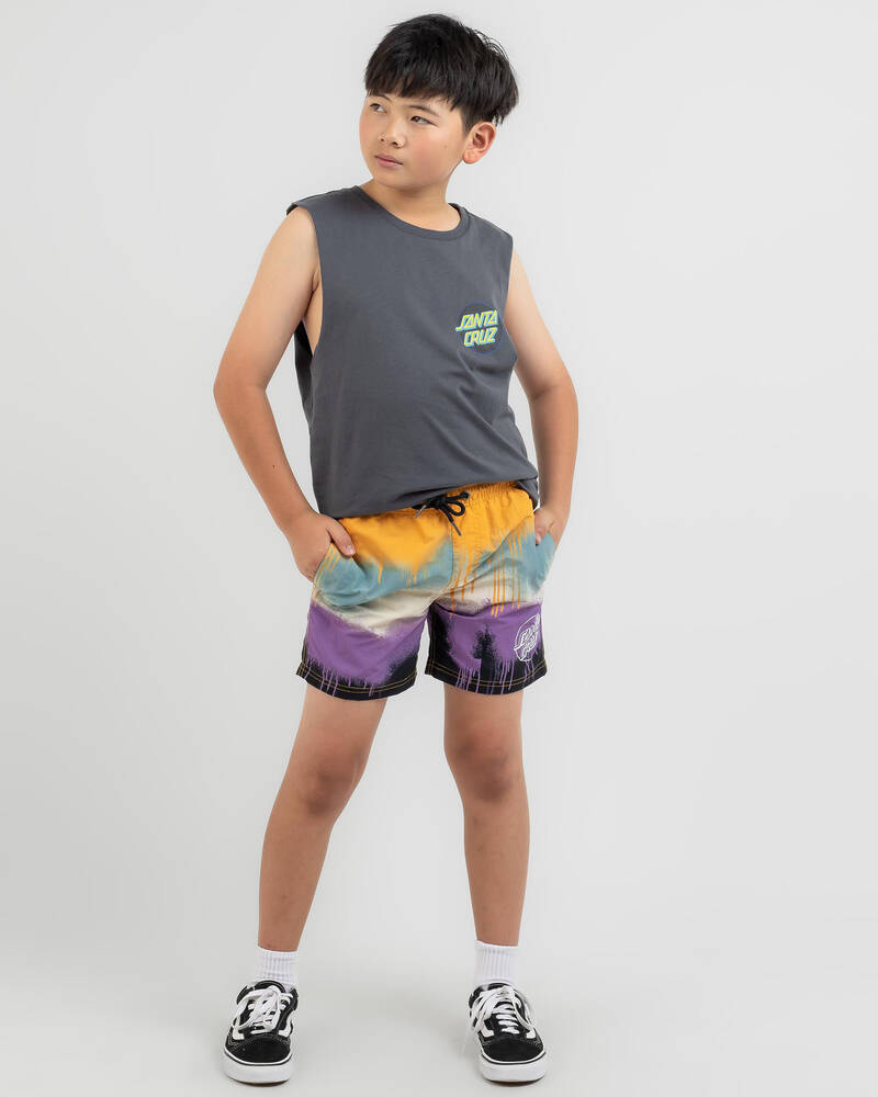 Santa Cruz Boys Opus Dot Drip Beach Shorts for Mens