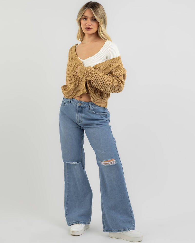 Mooloola Debate Team Cable Knit Cardigan for Womens