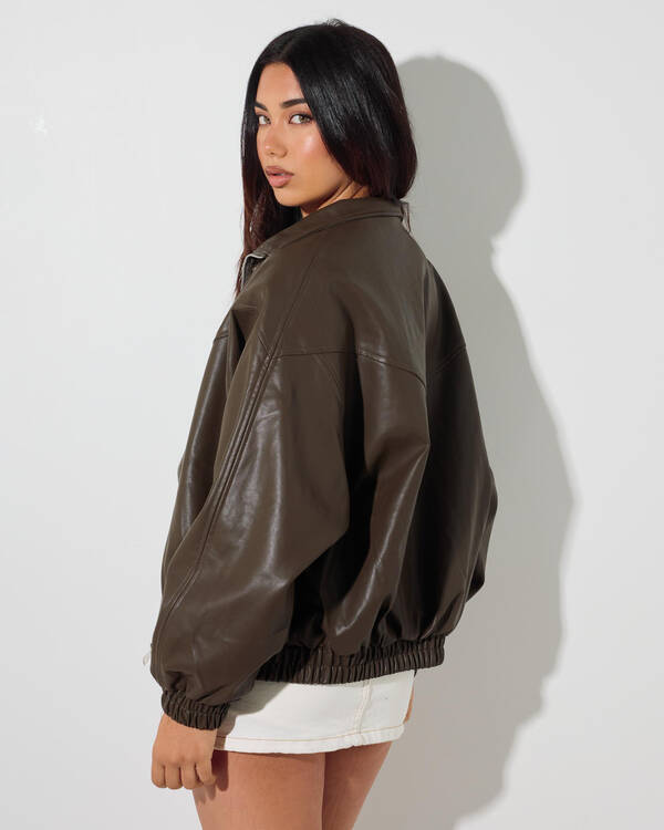 Pink Diamond Avenue Faux Leather Jacket for Womens