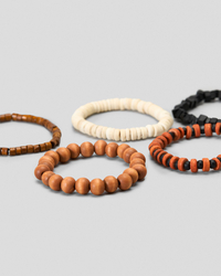 REPUBLIK Wooden Bead Combo Bracelet Pack for Mens image number null