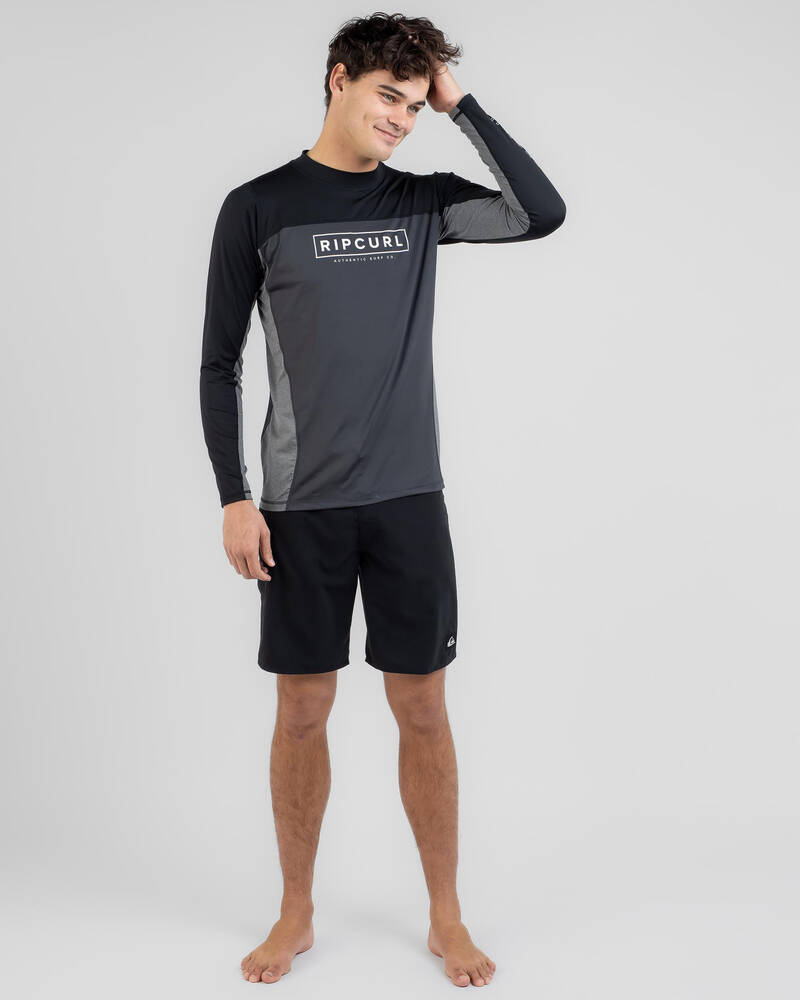 Shop Rip Curl Drive Long Sleeve Rash Vest In Black Fast Shipping