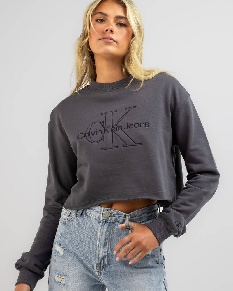 Calvin Klein Women's Monogram Logo Boxy Crewneck T-Shirt - Neutral - Xs
