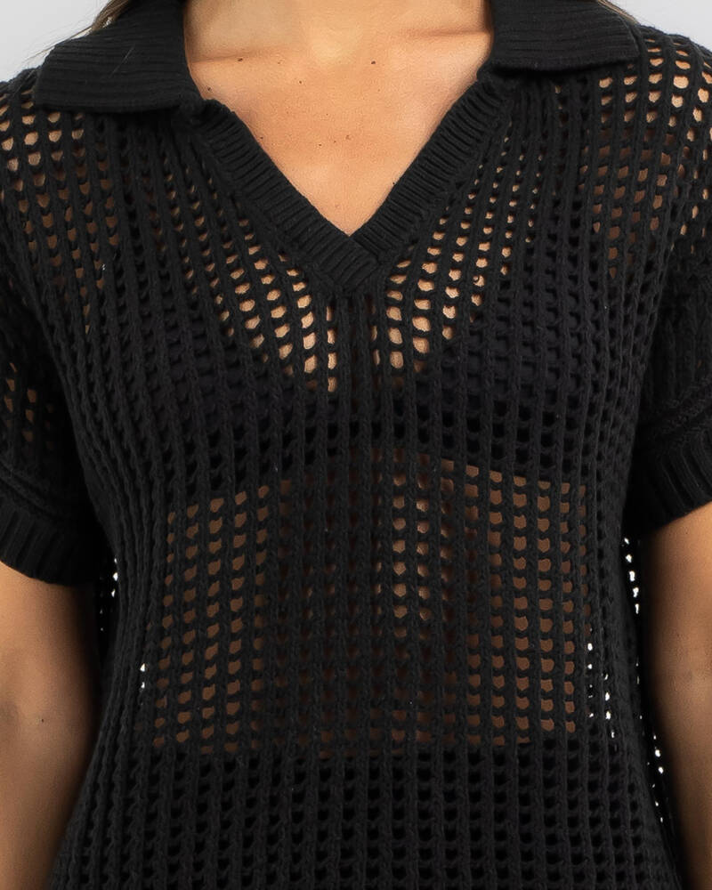 Mooloola Seaside Crochet Short Sleeve Shirt for Womens