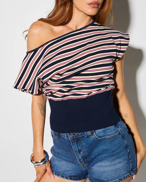 Ava And Ever Levie Stripe Knit Top for Womens