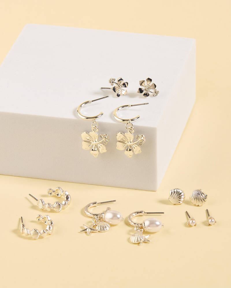 Karyn In LA Lilah Hibiscus Earring Pack for Womens
