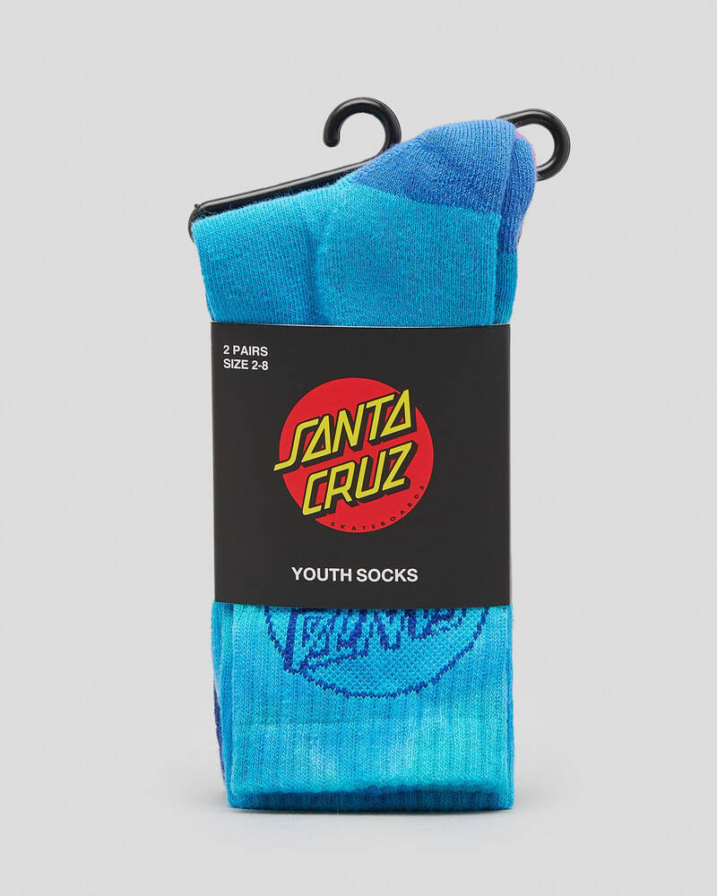 Santa Cruz Boys Opus Dot Crew Socks 2 Pack In Multi Tie Dye City